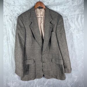 Oscar de la Renta Mens Glen Plaid Wool Blazer Sport Coat 42L Classic Tailored